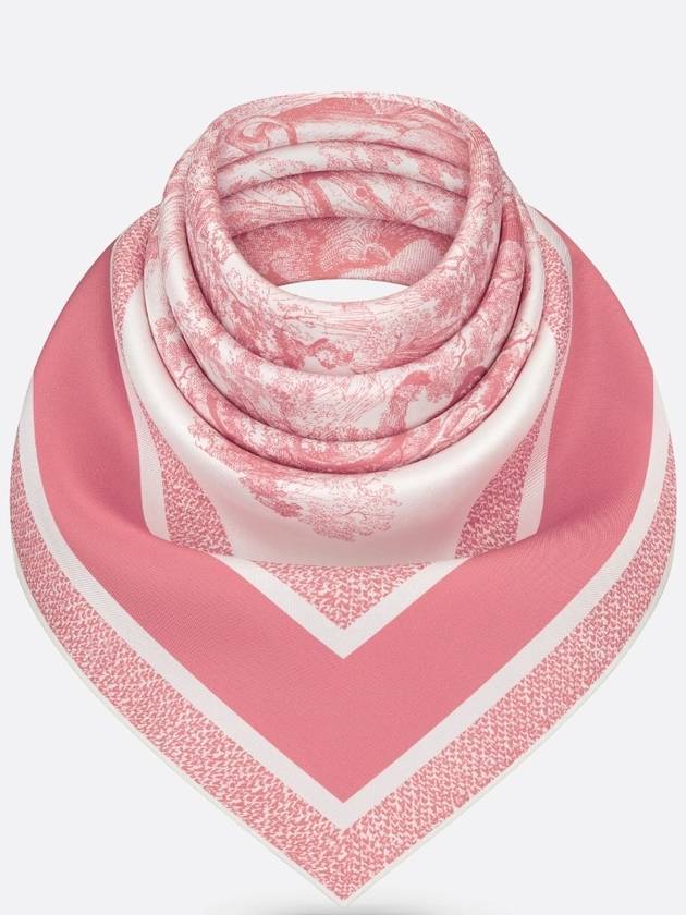 Toile de Jouy Sauvage 90 Square Scarf White Candy Pink - DIOR - BALAAN 5