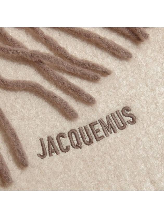 L'echarpe Moisson Embroidered Logo Alpaca Wool Muffler Beige - JACQUEMUS - BALAAN 5