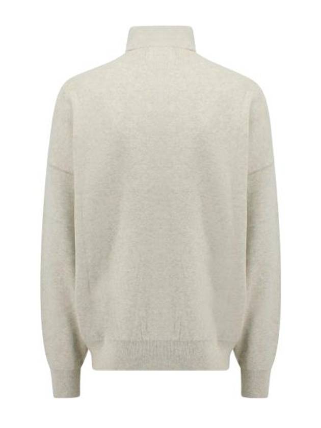 Logo High Neck Knit Zip-Up Cardigan Light Grey - ISABEL MARANT - BALAAN 3