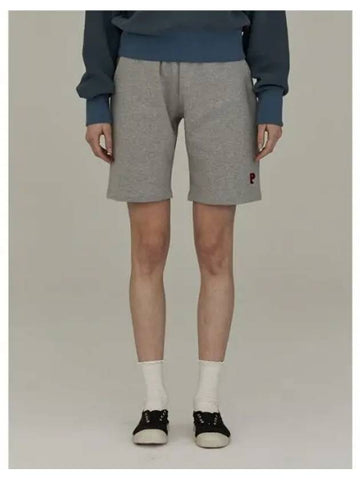 P LOGO SWEAT SHORTS MELANGE GRAY - BENSIMON - BALAAN 1