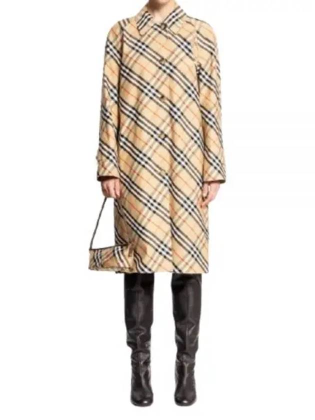 Check Reversible Long Gabadin Car Single Coat Beige - BURBERRY - BALAAN 2