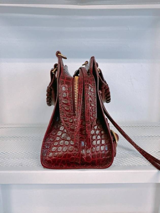 Women s Burgundy Neo Classic Croc Calf Leather Mini City Bag 638524 23EF1 6526 - BALENCIAGA - BALAAN 3