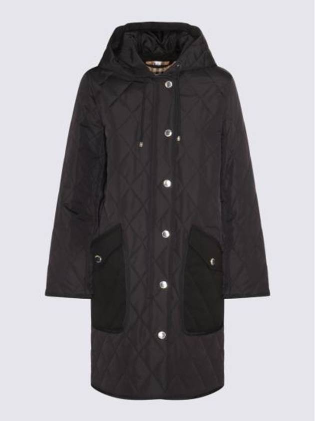 Women's Diamond Quilted Hoodie Single Coat Black - BURBERRY - BALAAN 2