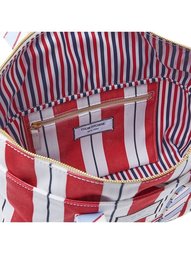 Wash Striped Small Tool Canvas Tote Bag Red - THOM BROWNE - BALAAN 10