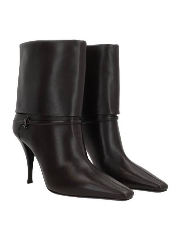 Niki Leather Ankle Boots Eagle Brown - SAINT LAURENT - BALAAN 2