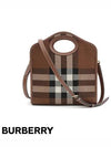 Mini Knit Check Leather Pocket Tote Bag Brown - BURBERRY - BALAAN 4