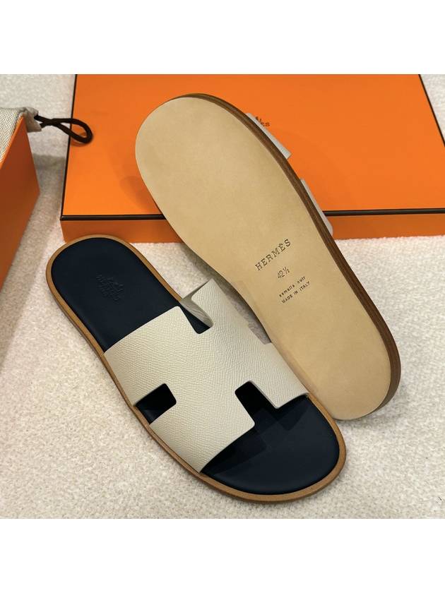 Men's Izmir Sandals Calfskin Absong White Navy - HERMES - BALAAN 6