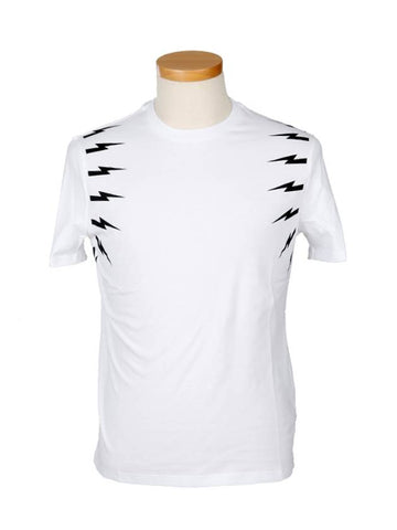 Lightning Bolt Short Sleeve T-Shirt White - NEIL BARRETT - BALAAN 1