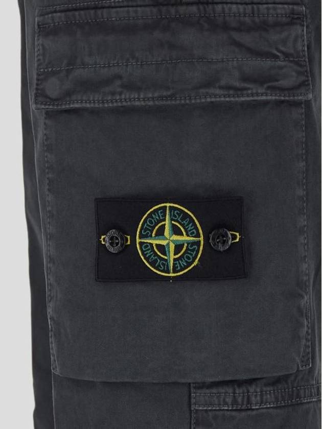 Stretch Cotton Cargo Straight Pants Grey - STONE ISLAND - BALAAN 4