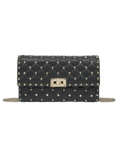 Rockstud Spike Leather Shoulder Bag Black - VALENTINO - BALAAN 2