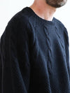 Two-block cable wool knit black MKN2077 - IFELSE - BALAAN 5