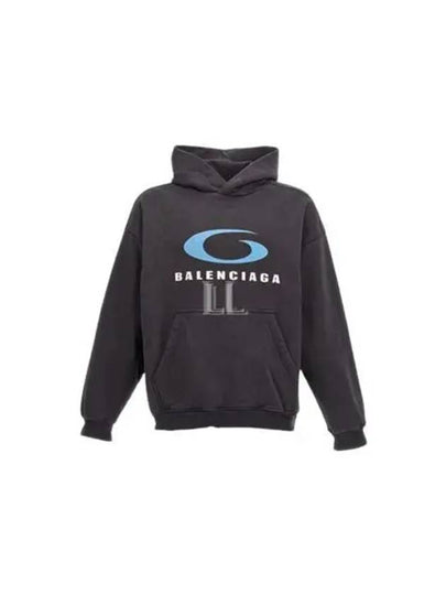 Logo Hoodie Washed Black - BALENCIAGA - BALAAN 2