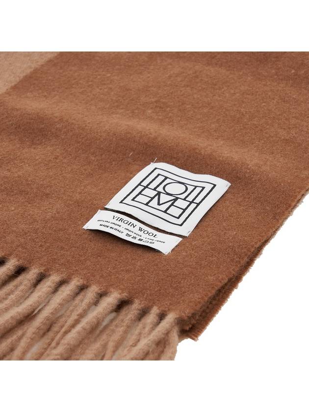 Monogram Logo Patch Jacquard Wool Muffler Brown - TOTEME - BALAAN.