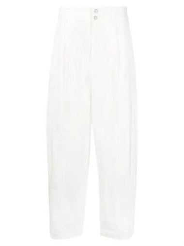 Women's Compact Cotton Wide Pants White - BOTTEGA VENETA - BALAAN 1