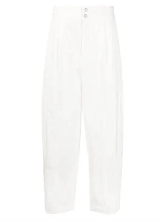 Women's Compact Cotton Wide Pants White - BOTTEGA VENETA - BALAAN 1