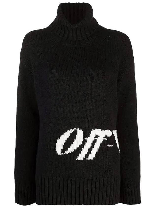 jacquard logo wool blend knit turtleneck black - OFF WHITE - BALAAN 1