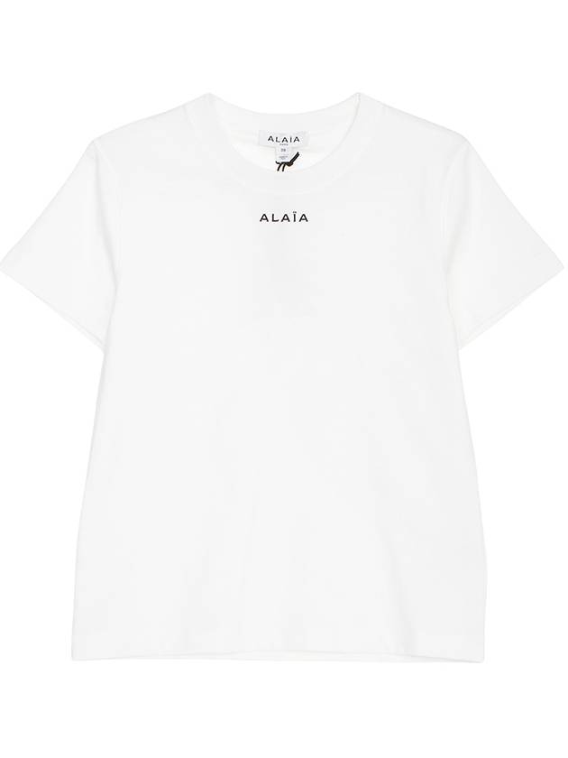 Embroidered Logo Cotton Short Sleeve T-Shirt White - ALAIA - BALAAN 2