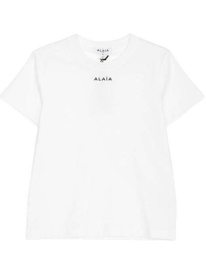 Embroidered Logo Cotton Short Sleeve T-Shirt White - ALAIA - BALAAN 2