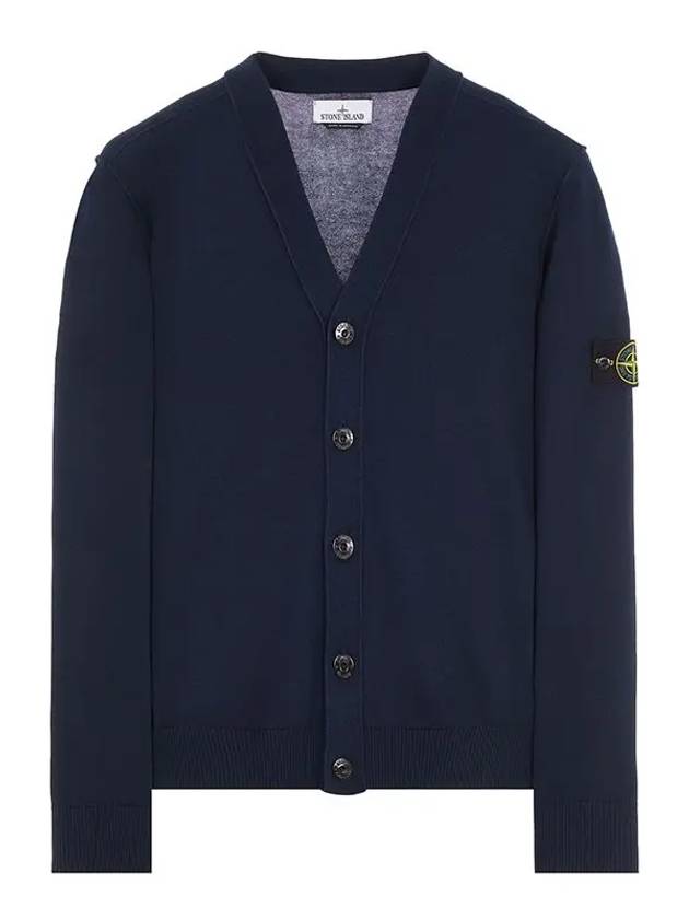 Logo Patch Cardigan Navy - STONE ISLAND - BALAAN 2