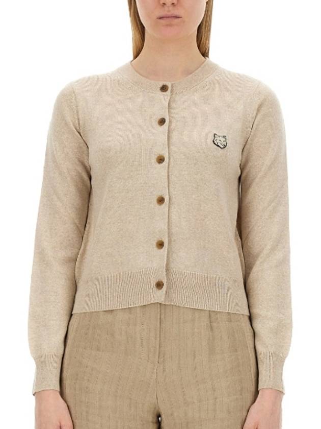 Bold Fox Head Patch Regular Cardigan Beige Melange - MAISON KITSUNE - BALAAN 3