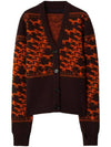 Fox Jacquard Knit Wool Cardigan Orange Brown - BURBERRY - BALAAN 1