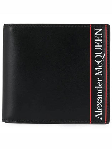 Striped Logo Half Wallet Black - ALEXANDER MCQUEEN - BALAAN 1