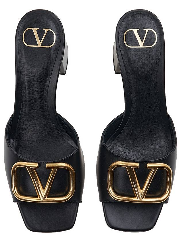 VLTN Logo Signature Square Open Toe Sandals Black - VALENTINO - BALAAN 7