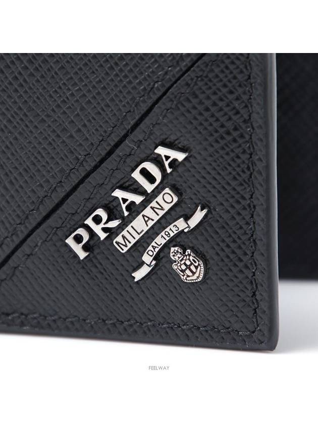 Saffiano Leather Half Wallet Black - PRADA - BALAAN 6