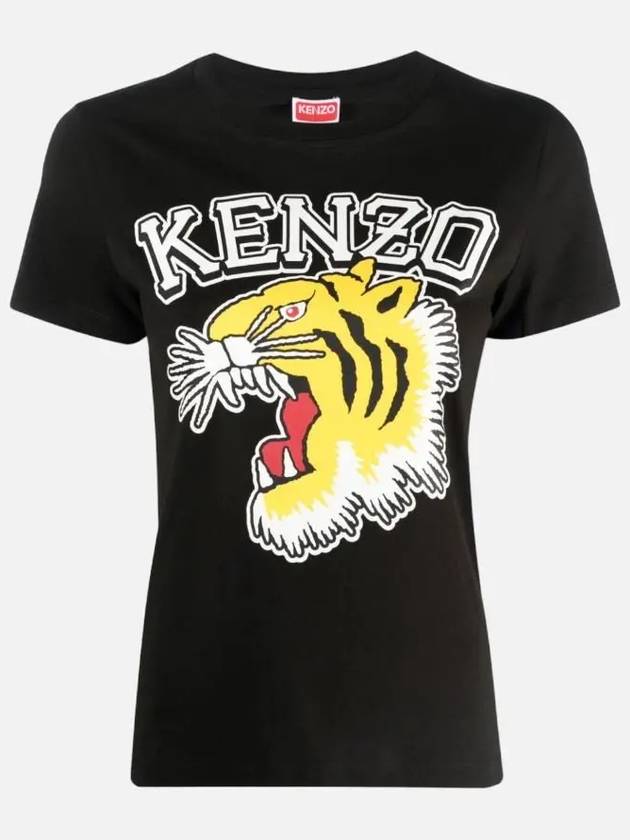 Tiger Cotton Short Sleeve T-Shirt Black - KENZO - BALAAN 4