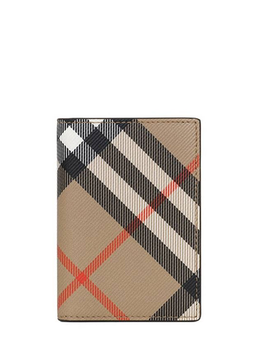 Check Pattern Two-Fold Card Wallet Beige - BURBERRY - BALAAN 2