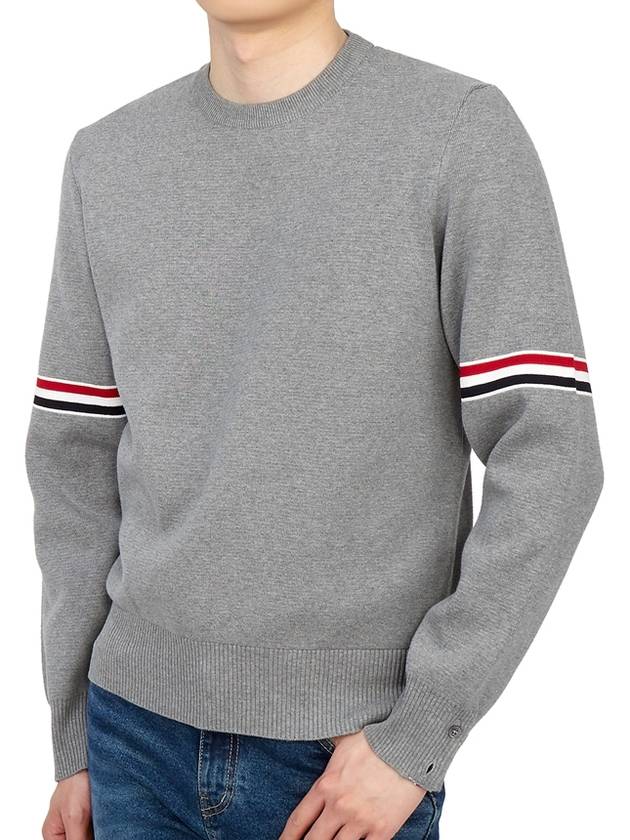 Men's Milan Stitch Armband Crew Neck Knit Top Light Grey - THOM BROWNE - BALAAN 6