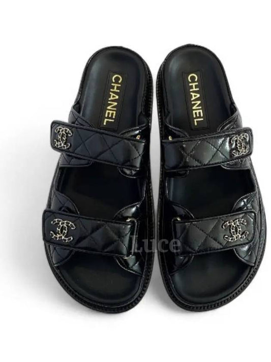 CC Logo Velcro Sandals Black - CHANEL - BALAAN 2