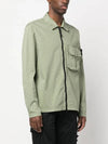 Garment Dyed Stretch Cotton Overshirt Jacket Sage Green - STONE ISLAND - BALAAN 4