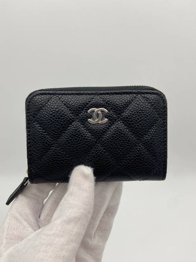 Classic zipper card wallet caviar black silver AP0216 - CHANEL - BALAAN 2