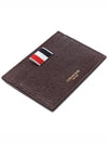 Stripe Note Compartment Pebble Grain Leather Card Wallet Dark Brown - THOM BROWNE - BALAAN 6