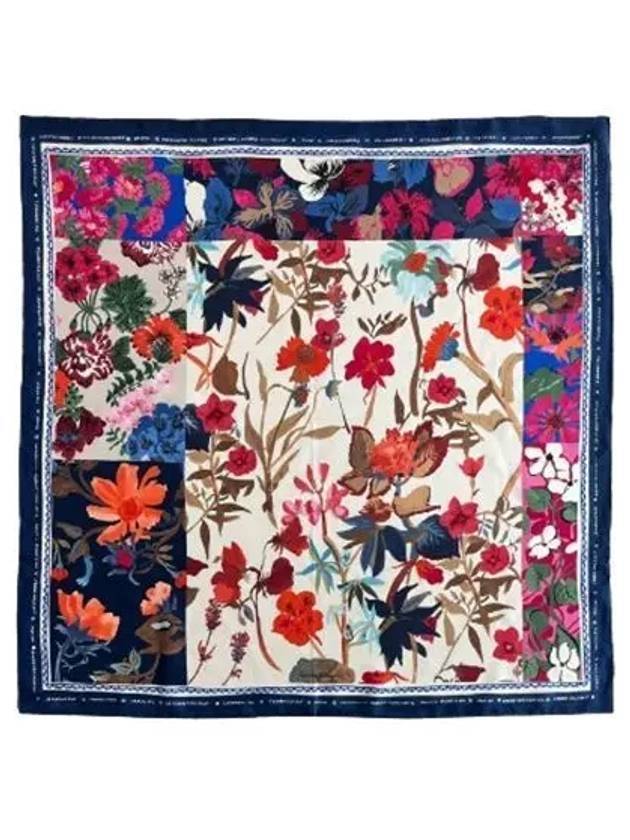 Floral Print Square Silk Muffler - SALVATORE FERRAGAMO - BALAAN 1