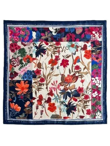 Floral Print Square Silk Muffler - SALVATORE FERRAGAMO - BALAAN 1