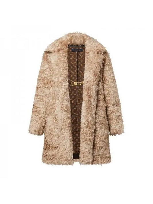 Oversized Faux Fur Coat Brown - LOUIS VUITTON - BALAAN 1