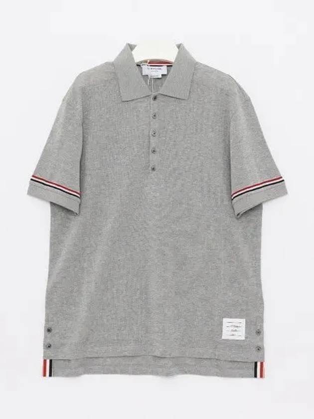 Lightweight Cotton Short Sleeve Polo Shirt Grey - THOM BROWNE - BALAAN 2