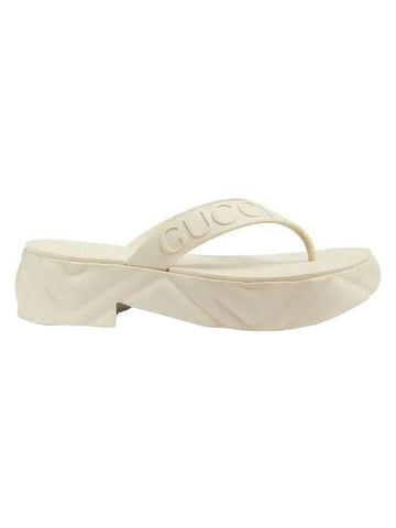 Women's Logo Thong Platform Flip Flops White - GUCCI - BALAAN 1