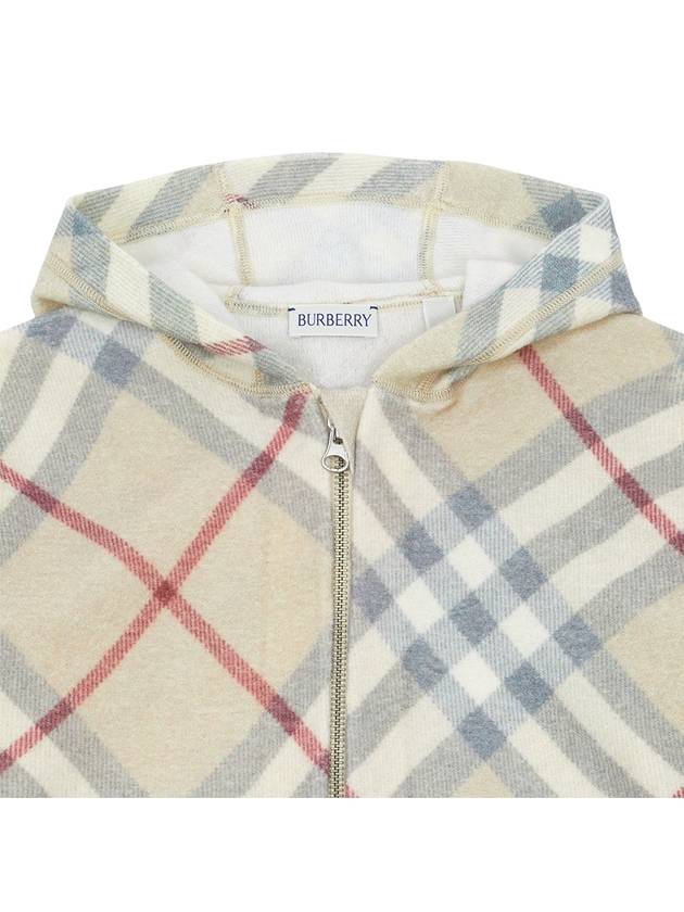 Kids Check Wool Hooded Zip-Up Jacket Beige - BURBERRY - BALAAN 5