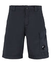 Men's Lens Wappen Bermuda Shorts Navy - CP COMPANY - BALAAN.