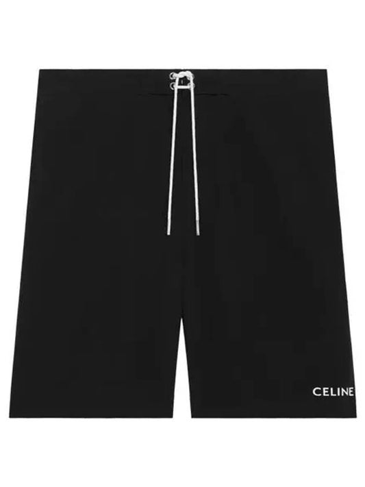 Logo Print Nylon Swimming Shorts Black - CELINE - BALAAN 2