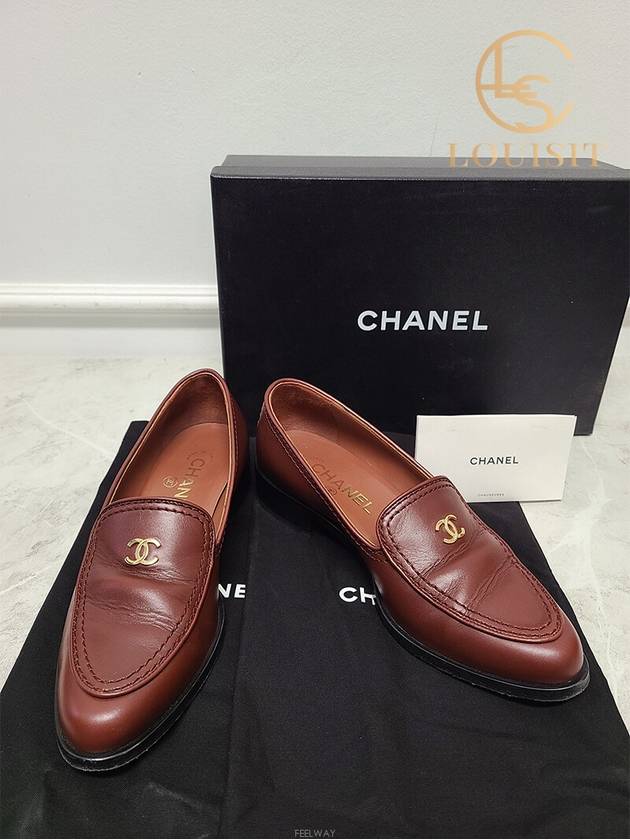 Used luxury goods Lewis IT 37 Brown gold CC logo moccasin loafers - CHANEL - BALAAN 7