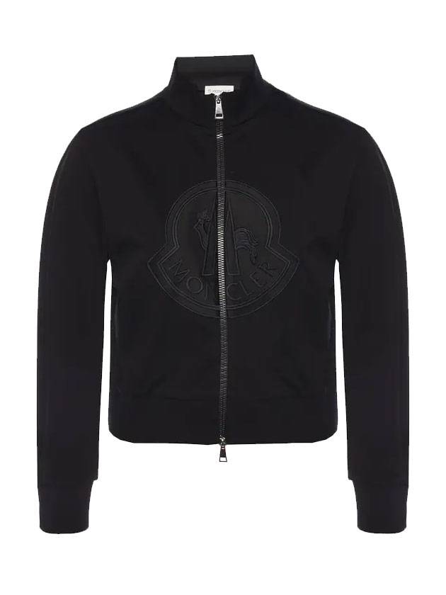 Embroidered Logo Maglia Zip-Up Jacket Black - MONCLER - BALAAN 1