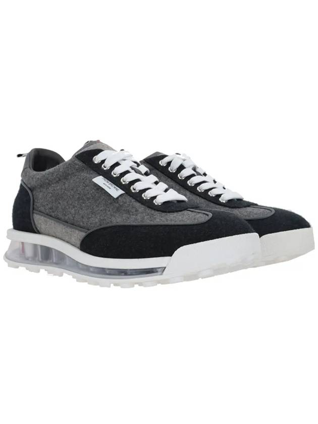 Flannel Clear Sole Low Top Sneakers Grey - THOM BROWNE - BALAAN 4