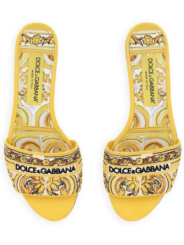 Dolce & Gabbana Bianca Slide Sandals With Majolica Print - DOLCE&GABBANA - BALAAN 4