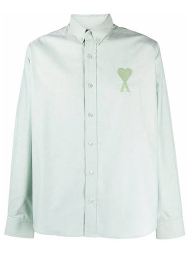 Stitch Army De Coeur Oversized Oxford Long Sleeve Shirt Green - AMI - BALAAN 1