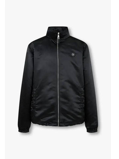 Men s Satin High Neck Windbreaker Jacket Black - PHILIPP PLEIN - BALAAN 1