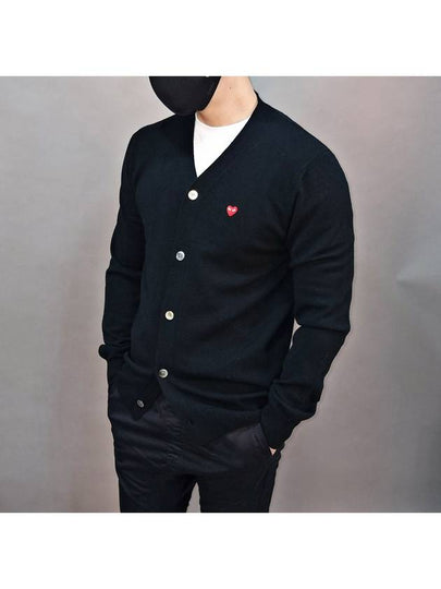 Mini Red Heart Wappen Wool Cardigan Black - COMME DES GARCONS PLAY - BALAAN 2